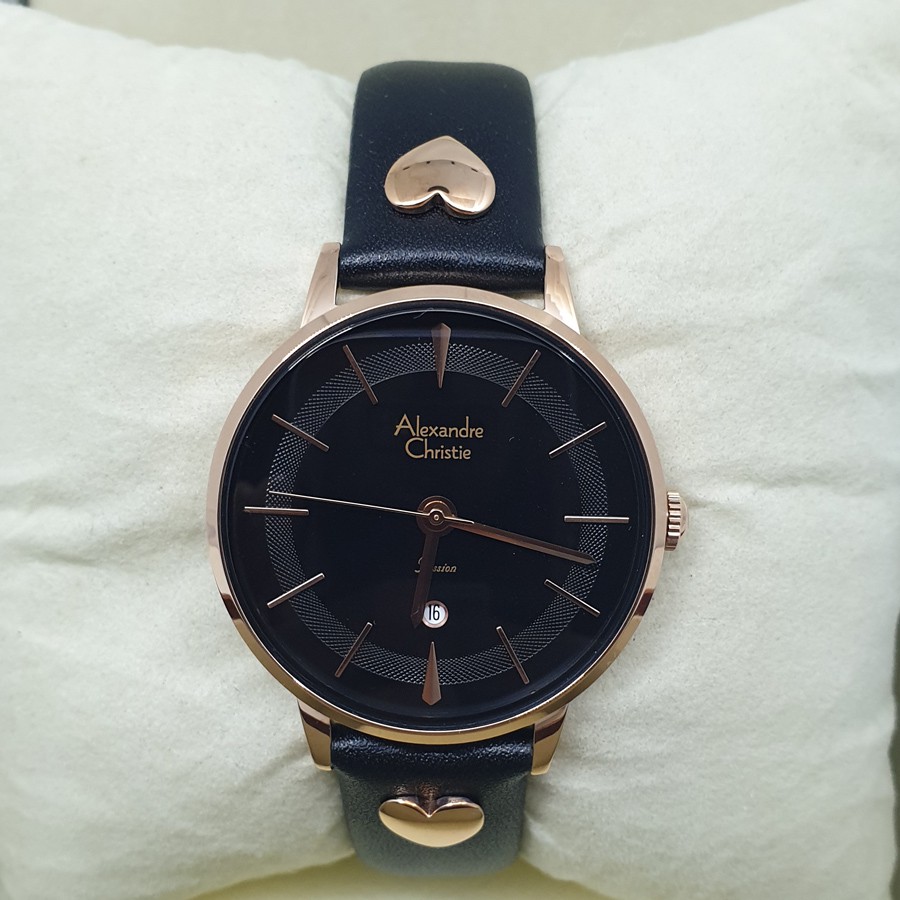 Alexandre Christie Ac2774 Rosegold Black,Jam Tangan Wanita , Original