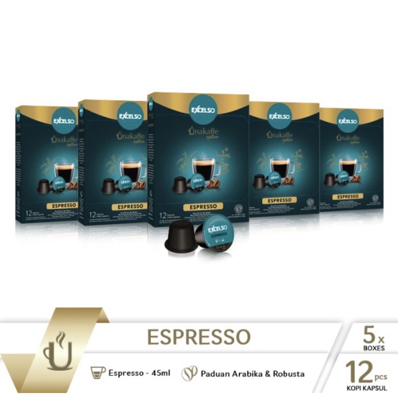 Jual Kopi Kapsul Excelso Unakaffe Espresso Pack Of 5 Folding Box ...