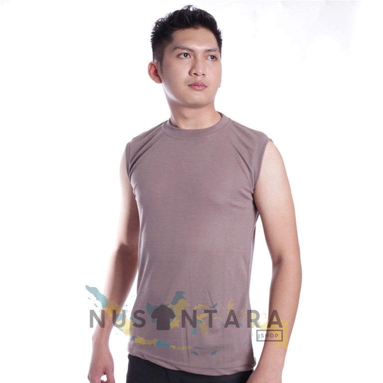 Satpam Kaos Singlet Security Kaos Lekmong Polisi Terbaru Polos Kerah Pendek Warna Coklat