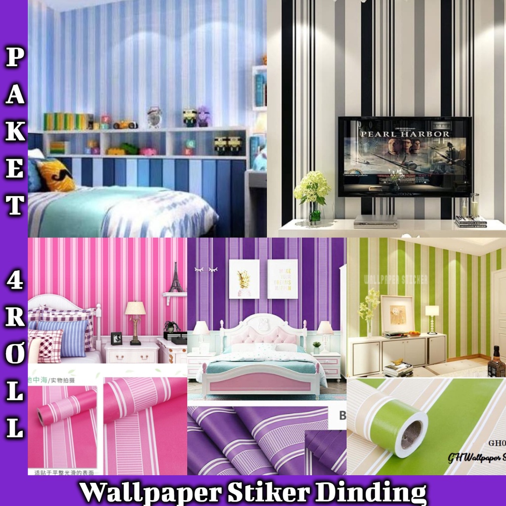 TERMURAH PAKET 5ROLL WALLPAPER (BUY 4 GET 1 FREE) STICKER DINDING PREMIUM QUALITY MOTIF SALUR