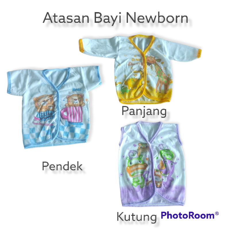 1 Lusin Baju Bayi Newborn Atasan Panjang Pendek Kutung Motiv Pola Tabur LUSINAN