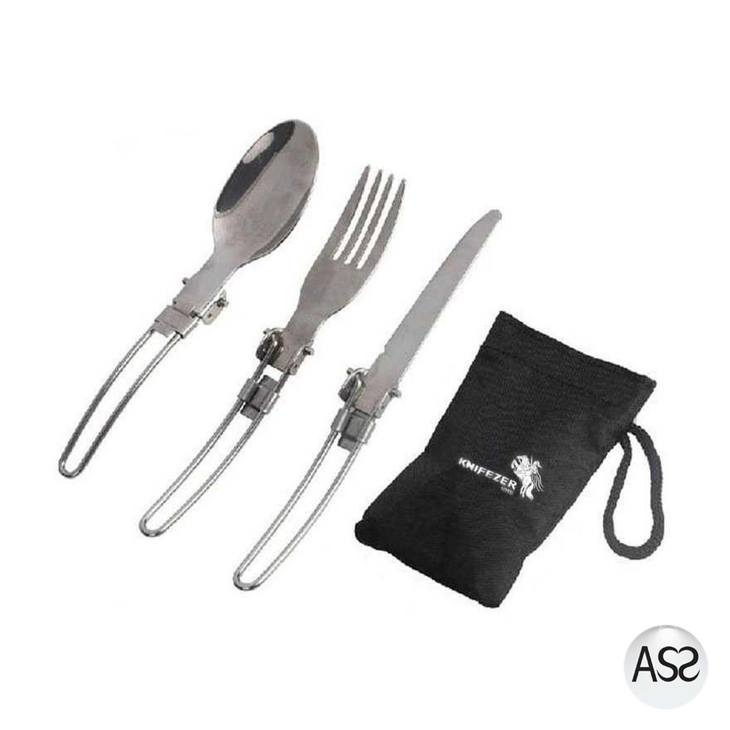 ASS Shop - Taffware Sendok Garpu Pisau Lipat Portabel Stainless Steel - AOTU