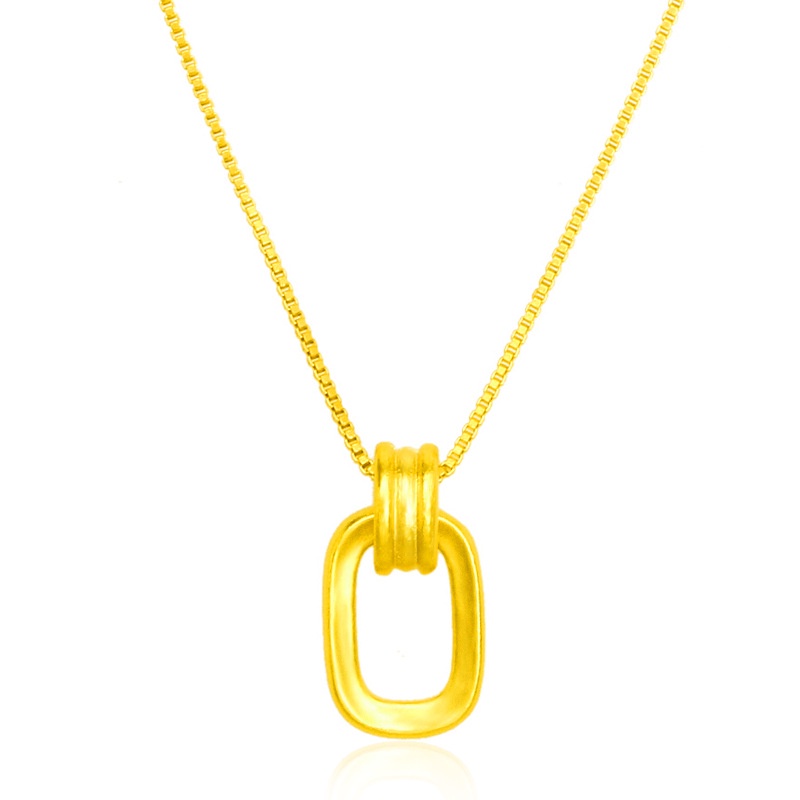 Kalung Rantai Klavikula Emas Asli Kadar 375 916 Model Double Ring Geometris Untuk Wanita