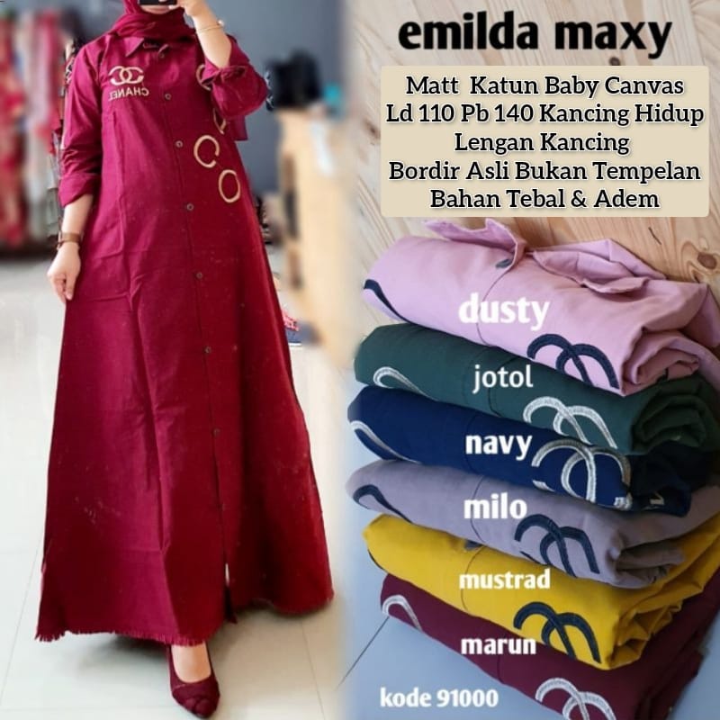 [BISA COD] Gamis Wanita Model Terbaru / Gamis Katun Baby Canvas Semi Jeans / Dress Maxi / Baju Musli