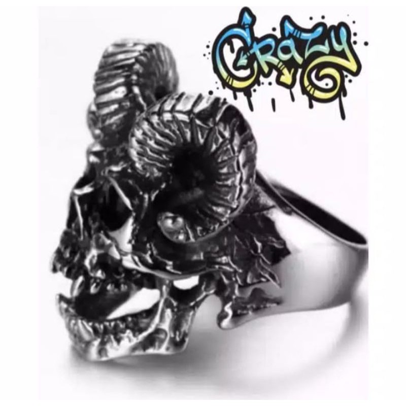 cincin ring old skool tengkorak kepala domba