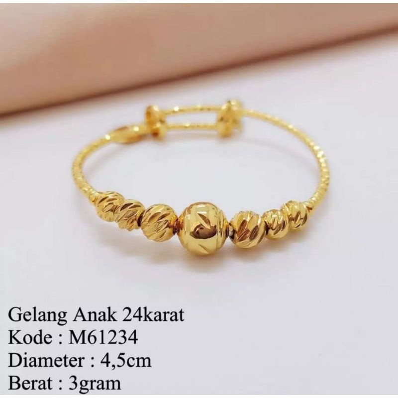 gelang anak / gelang anak besar kecil / gelang anak warna gold 24k