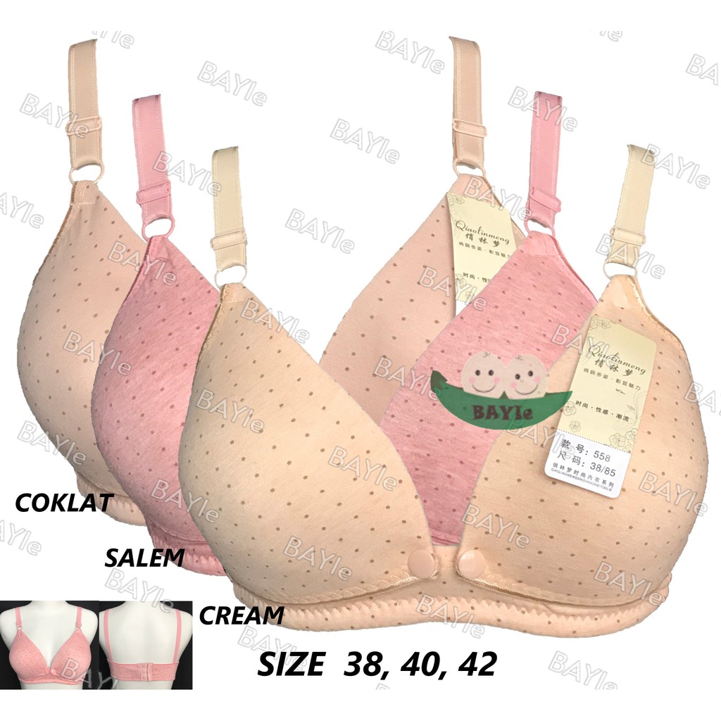 BAYIe - BH / Bra Ibu Menyusui/Nursing BRA QLM 558 Motif POLKADOT Dengan Busa Tanpa Kawat CUP BESAR