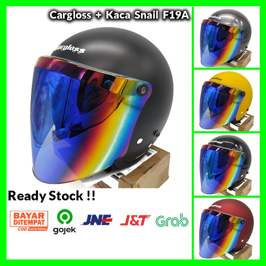 Helm Cargloss Retro + Kaca Snail Rainbow (Retro/Bogo/Klasik/Vespa)