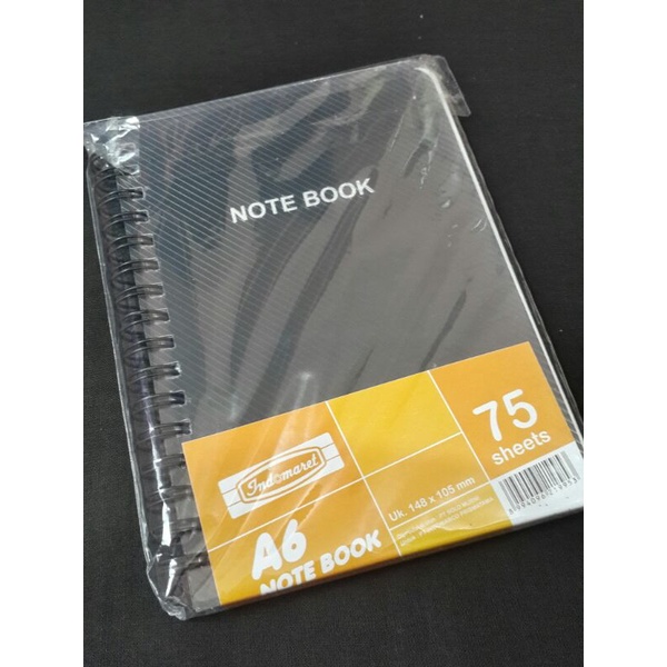 

Indomaret A6 Black Spiral Note Book 75 Sheets