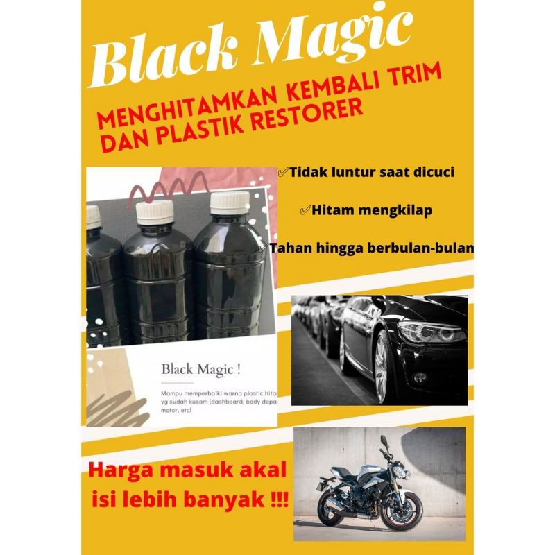 X3 Cairan PENGHITAM Motor, Dashboard Mobil Trim berbahan plastik, spion , wiper , bumper BLACK MAGIC