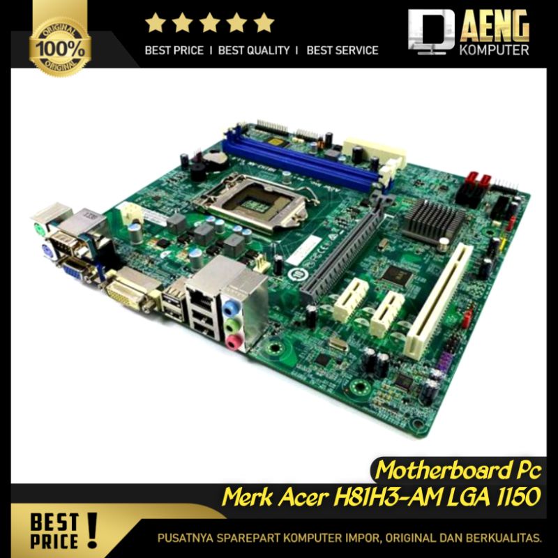 Motherboard Mainboard Mobo Intel PC Acer H81H3-AM Socket 1150 Haswell Original Murah