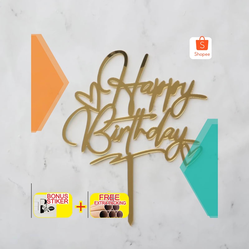 

Grosir Topper Happy Birthday Modern | Cake Topper Hiasan Kue Ulang Tahun Elegan