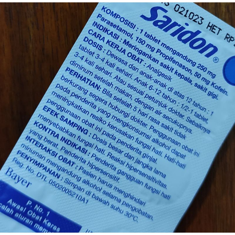 Saridon 4 Tablet / Saridon Extra 10 Kaplet / Pereda Nyeri / Sakit Gigi / Sakit Kepala