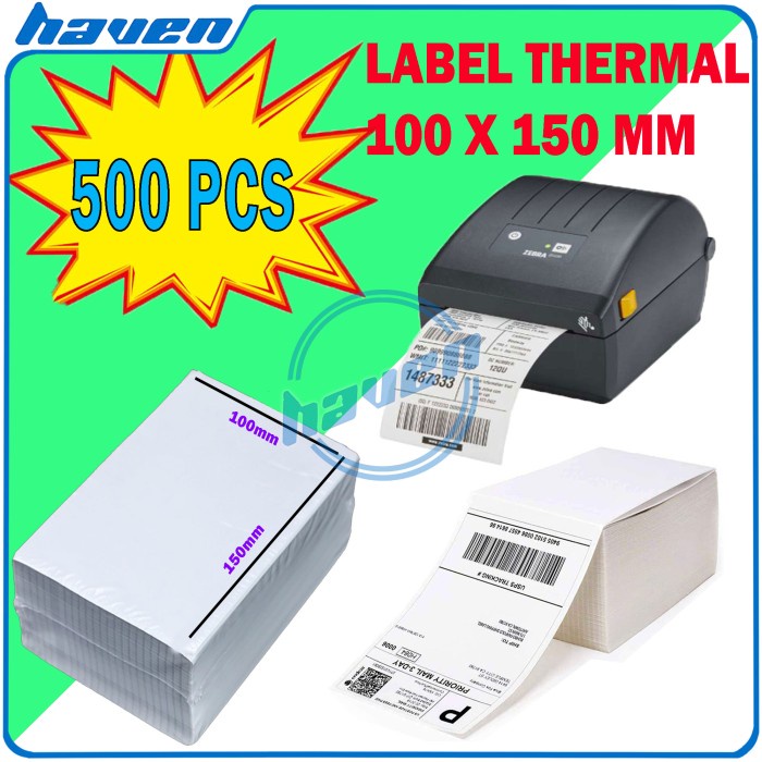 Kertas Thermal Label Thermal 100 x 150 500PCS / Label Thermal A6 Label Sticker Barcode