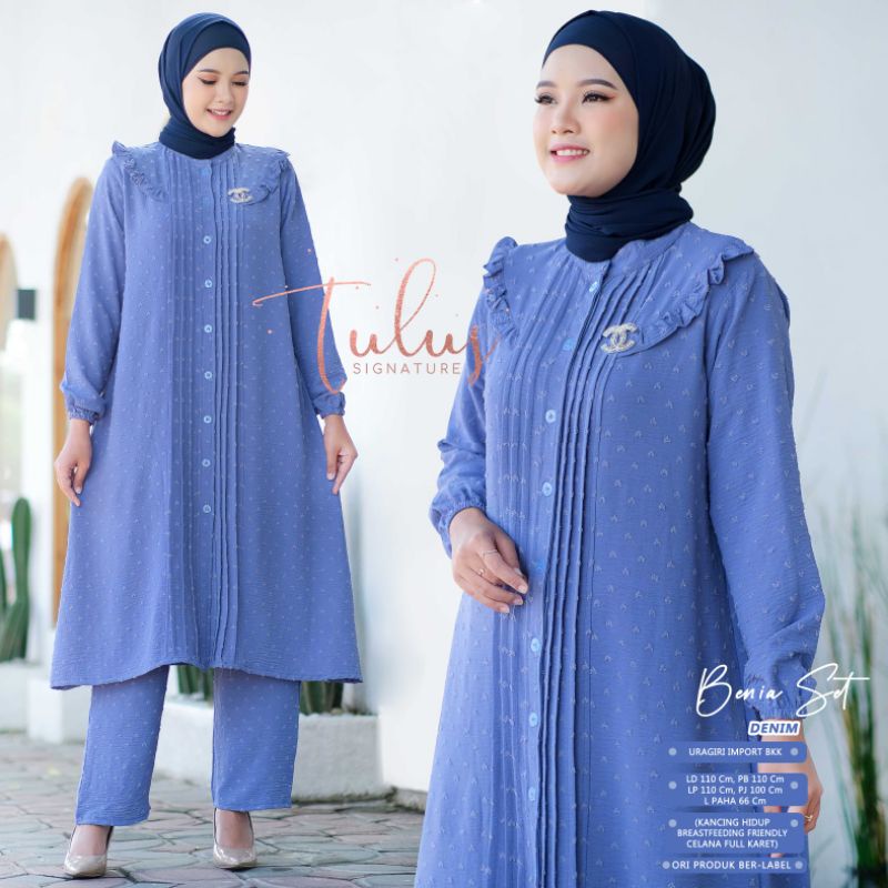 BENIA SET BY TULUS SIGNATURE / ONE SET WANITA MUSLIMAH / Setelan polos LD110