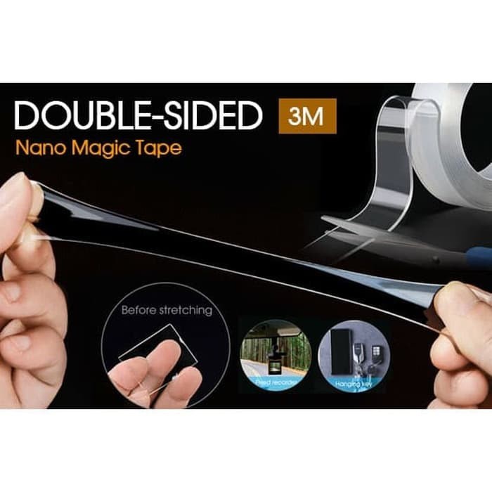 Double Tape Nano Gel Bening Tahan Air Lebar 30mm Super Kuat Bisa Cuci