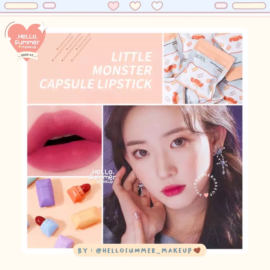 𝐌𝐀𝐓𝐓𝐄 𝐋𝐈𝐏𝐒𝐓𝐈𝐂𝐊 - Derol Little Monster Capsule Mini Matte Lipstick 8 Color Set Longlasting Waterproof Cute Design