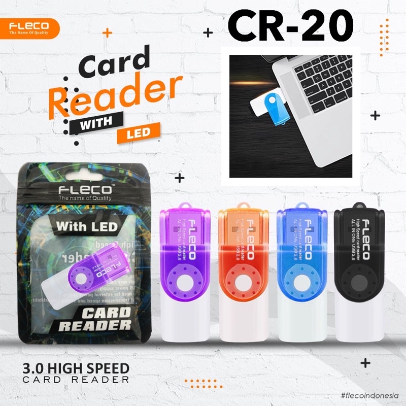 PROMO CARDREADER FLECO CR20 MULTY PUTAR CR-20 USB3.0 HIGH SPEED WITH LED INDIKATOR