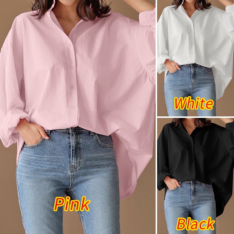 ZANZEA Women Turn-Down-Collar Casual Long Sleeve Button Cuffs OL Blouse