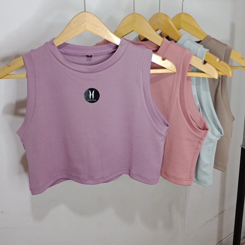 RIB TankTop Crop Top - TankTop Model Korea