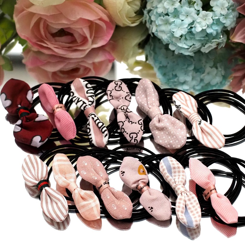 Kuncir Pita Chibi Kawat Katun SATUAN / Karet Rambut Chibi / Ikat Rambut Pita /Kuncir Rambut Korea-2