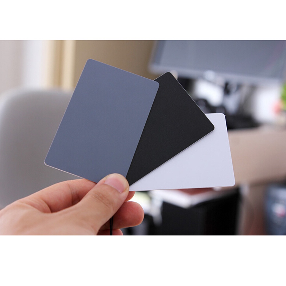 【Theredsunrisesiwy.id】3 in 1 Pocket-Size Digital White Black Grey Balance Cards 18% Gray Card Quality