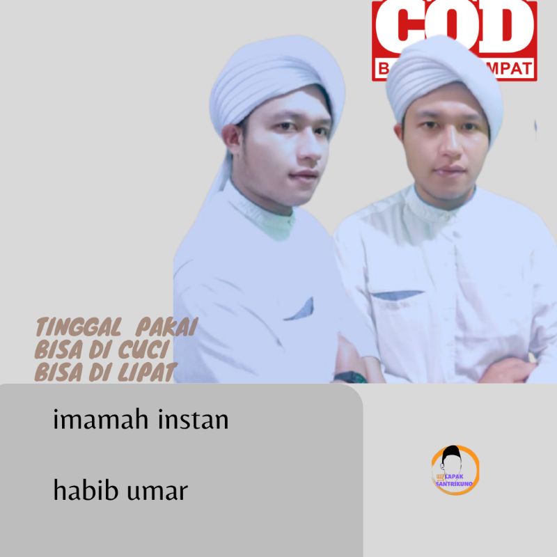 imamah instan | peci putih | songkok | kuplok | kuluk santri | kopiah sorban | peci imamah habib uma