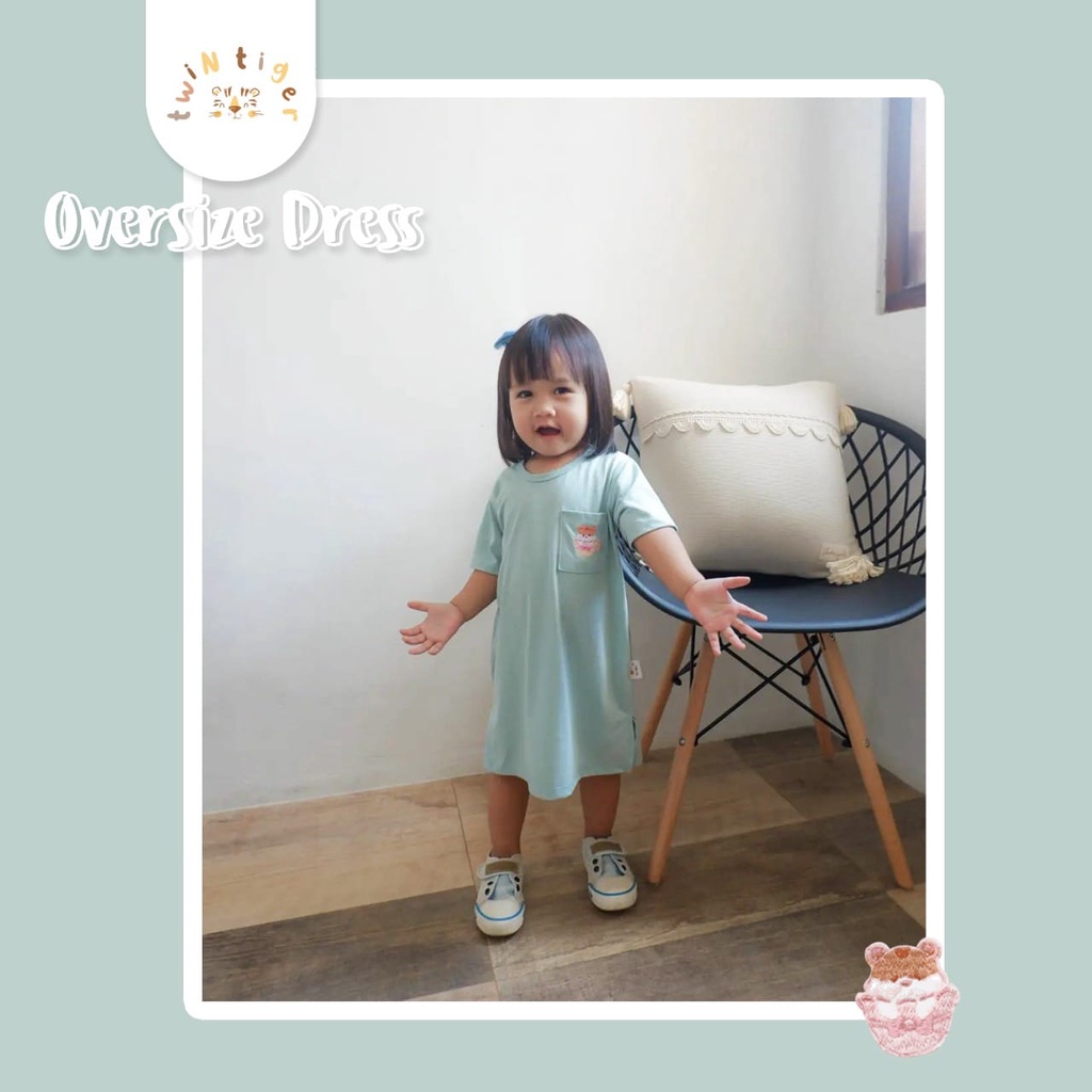 TWIN TIGER OVERSIZE DRESS BAJU ANAK TERUSAN DRESS ANAK FASHION ANAK PEREMPUAN  S M L