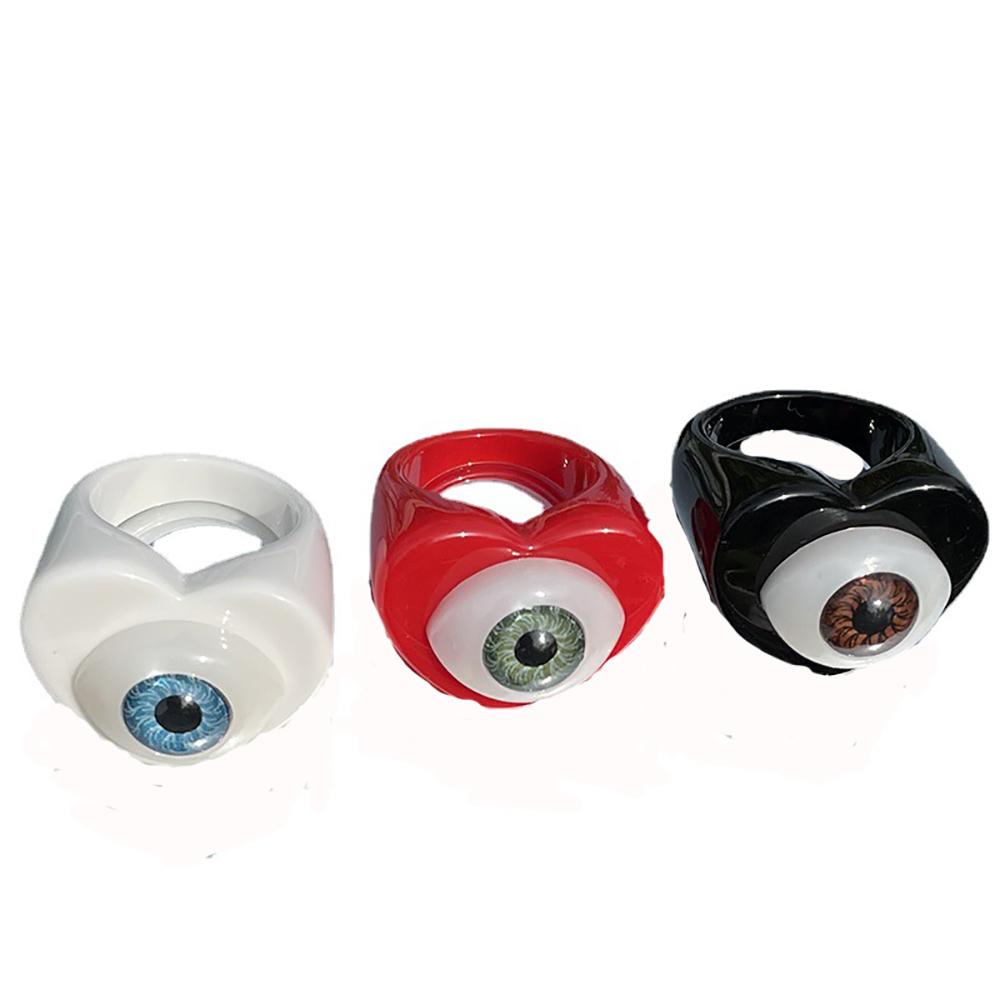 Nickolas1 Cincin Resin Aesthetic Kreatif Wanita Gaya Goth Gaya Dingin Punk Demon Eye Ring