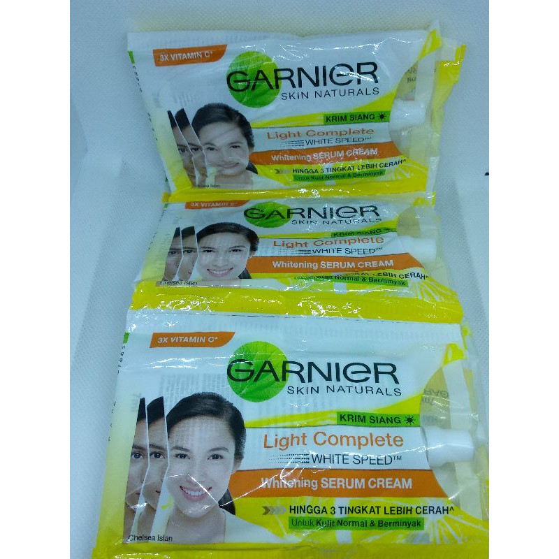 [PER 12 SACHETS] GARNIER KRIM SIANG UV / GARNIER LIGHT COMPLETE WHITENING SERUM CREAM SACHET