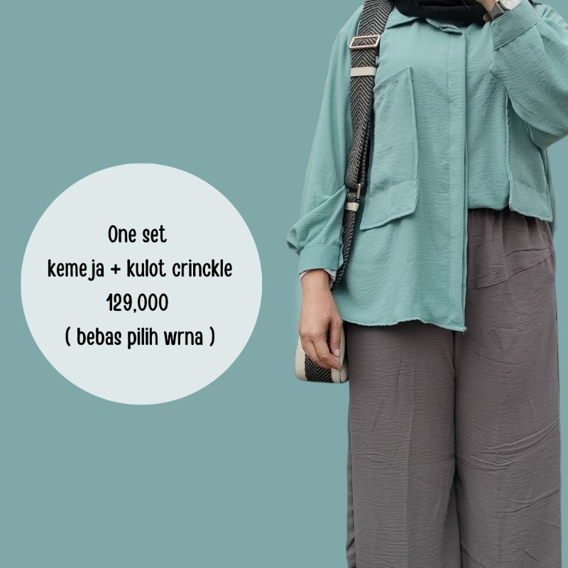 ONE SET KEMEJA KOREA OVERSIZE CRINCKLE