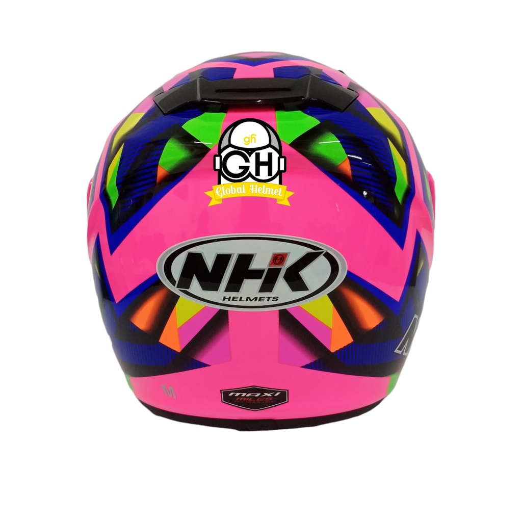 Helm NHK R7 Aurora Pink Flo Half Face Single Visor Rainbow - Helem Motor SNI DOT Touring Dewasa Pria Wanita Cewek Cowok Helmet Keren Terbaru Original