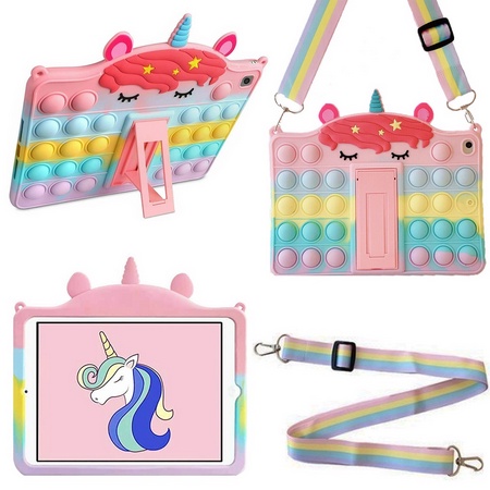 Pop It Unicorn Silicone Soft Case Strap Apple iPad Mini 6 | 5/ 6/ 7/ 8/ 9 | Air 1/ Air 2 CASE + TALI