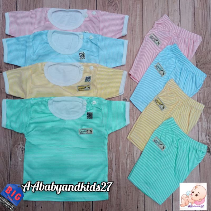 PRODUK TERBARU DAN TERLARIS!!!HOKIKU SETELAN BAYI MODEL SALUR DAN MOTIF LENGAN PENDEK KANCING BAHU UKURAN NEWBORN 0-4BULAN SNI