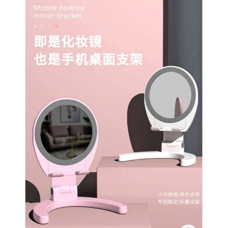 Stand Holder Hp Phone Tab Cermin Slim Lipat / Folding Desktop Phone Holder Tablet / Dudukan Hp