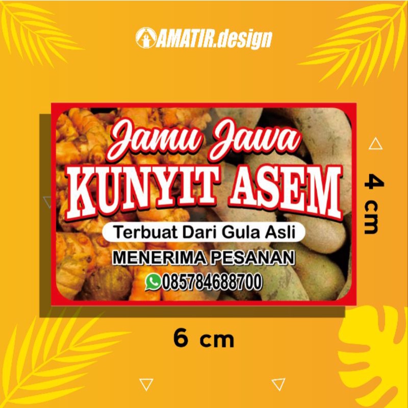 Jual CETAK STICKER JAMU KUNYIT ASEM (ukuran 4x6 cm) Shopee Indonesia