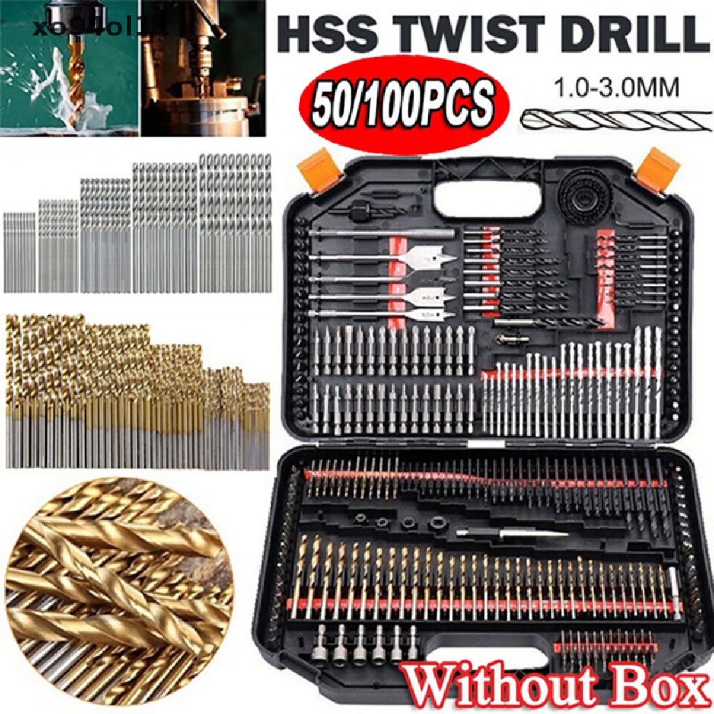 Set 100 / 50pcs Mata Bor Dengan Bahan HSS High Speed Steel Lapis Titanium