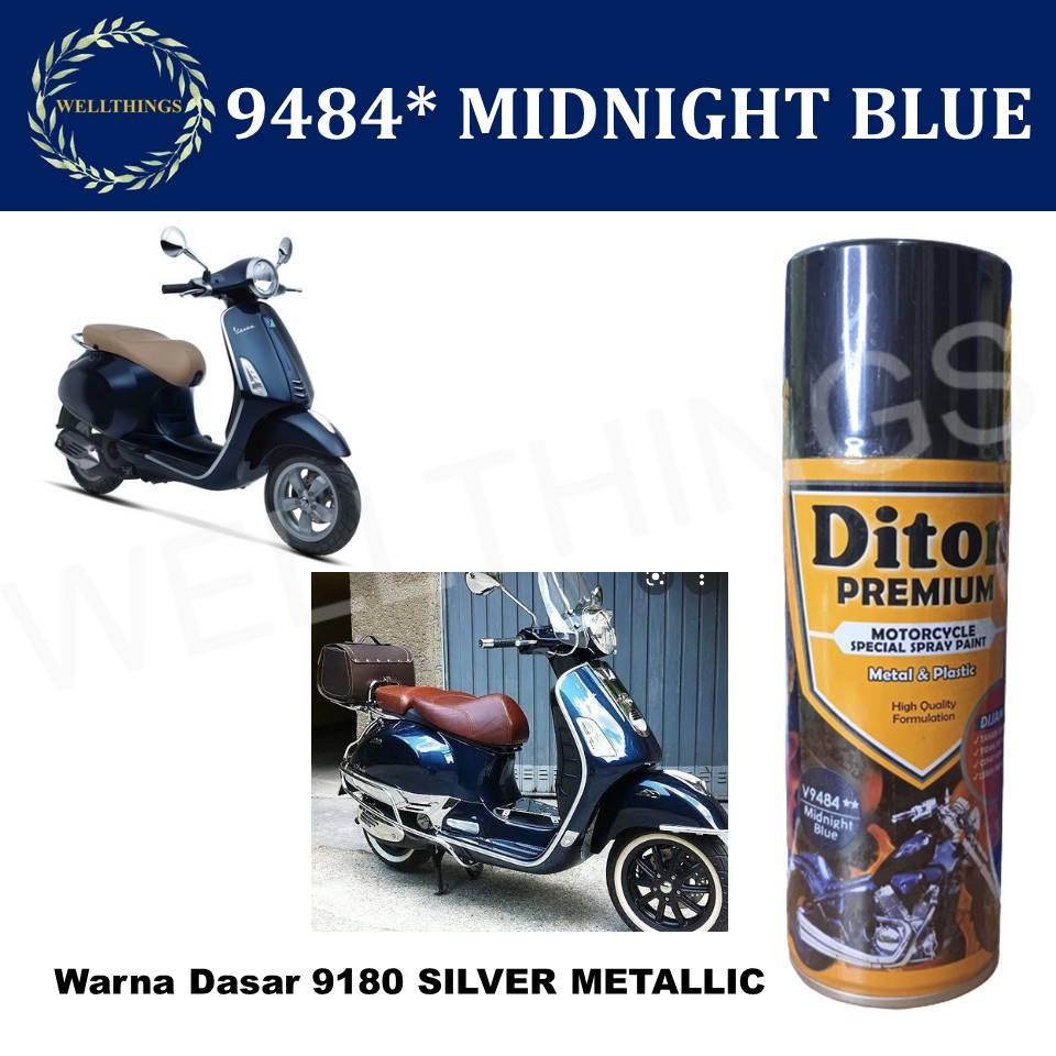 Cat Pilox Diton Premium Vespa Midnight Blue 9484 400ml Warna Biru Tua Gelap Metalik Pespa pilok pylo