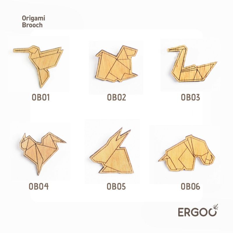 ERGOO Bros Jilbab / Pin Kayu Tema Origami