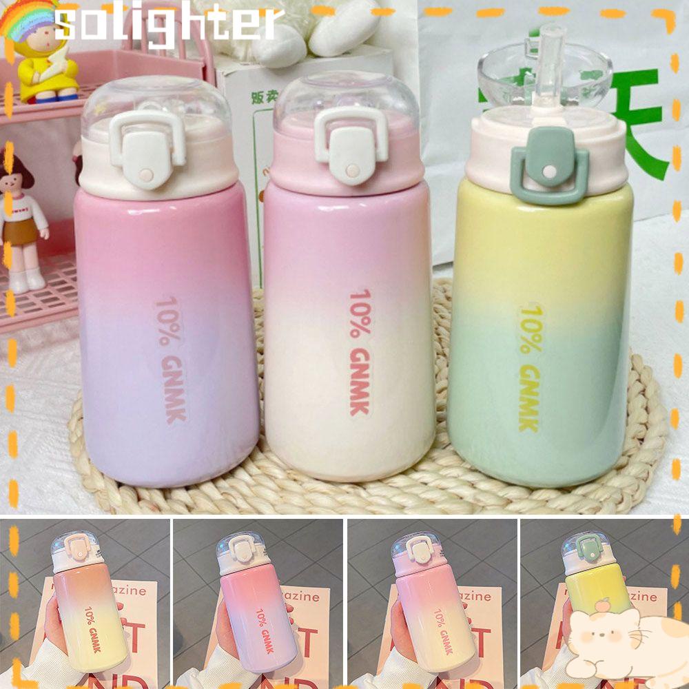 Solighter Botol Minum Termal 400ml Portable Warna Gradasi Dengan Sedotan