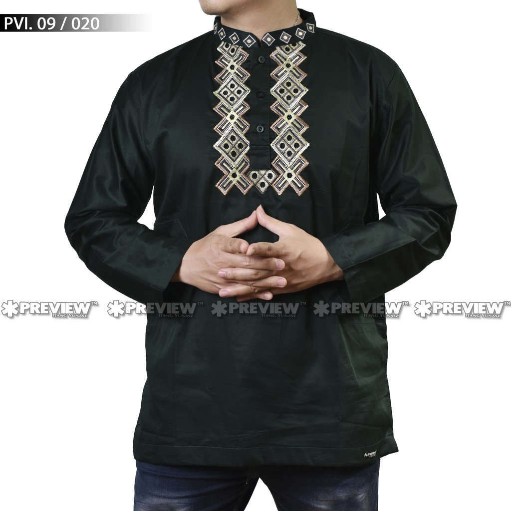 Preview Baju koko Itang Yunasz Infinite Panjang Hijau Army Faraan