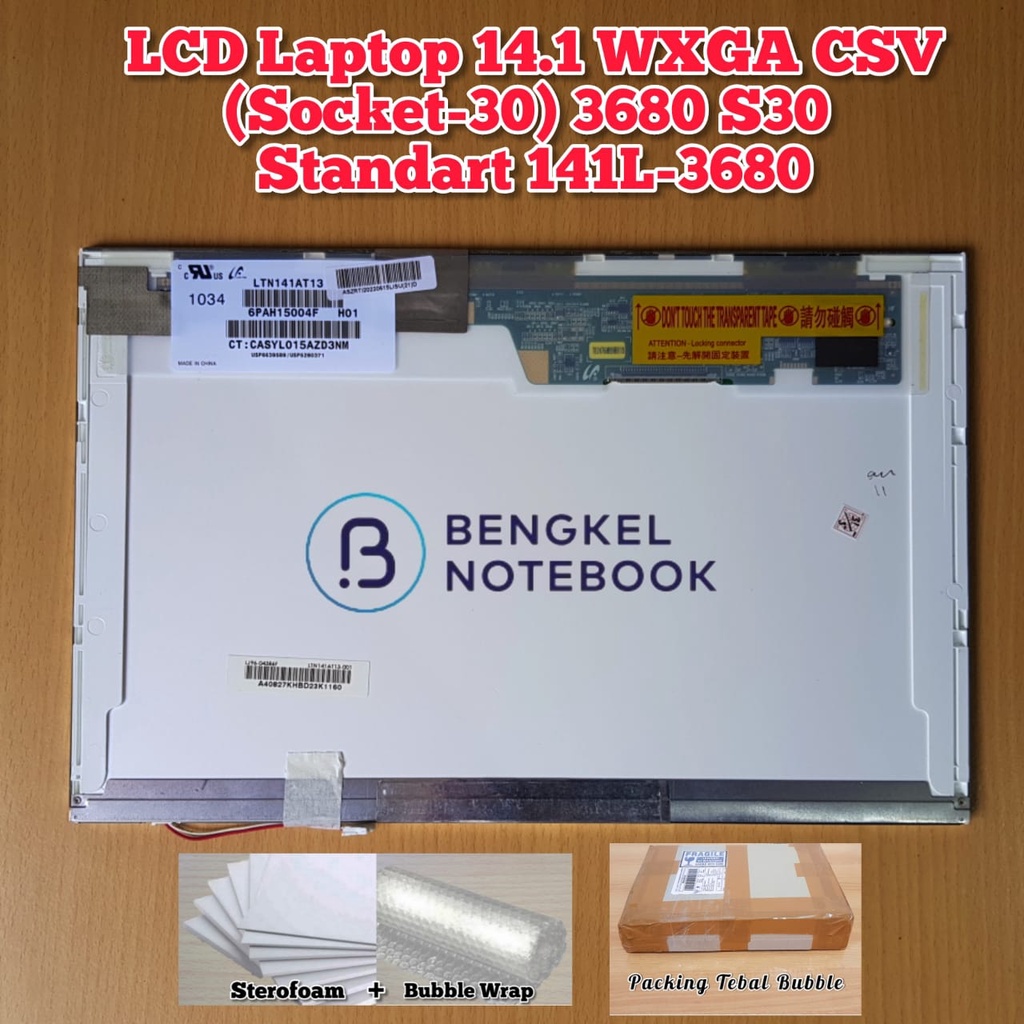 LCD 14.1 WXGA Tebal PIN30 Toshiba L310 M300 M305 L200 M200 Compaq CQ40 CQ41 V3000 HP DV2000 NC6400 P