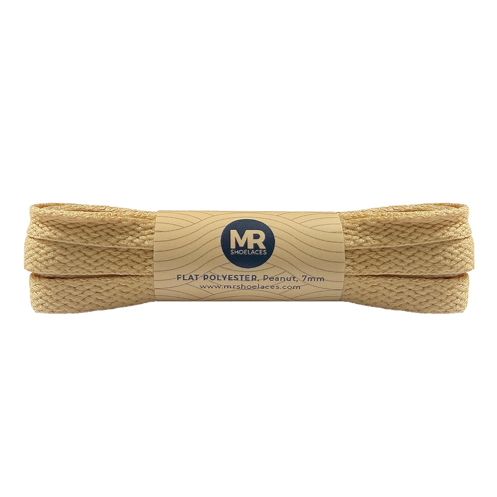 MR Shoelaces FP49 Peanut (Coklat Kacang/Muda) Tali Sepatu Polyester Pipih Flat 7mm 80cm 90cm 100cm 120cm 130cm 150cm 180cm 200cm untuk Sneakers - Premium Shoelace