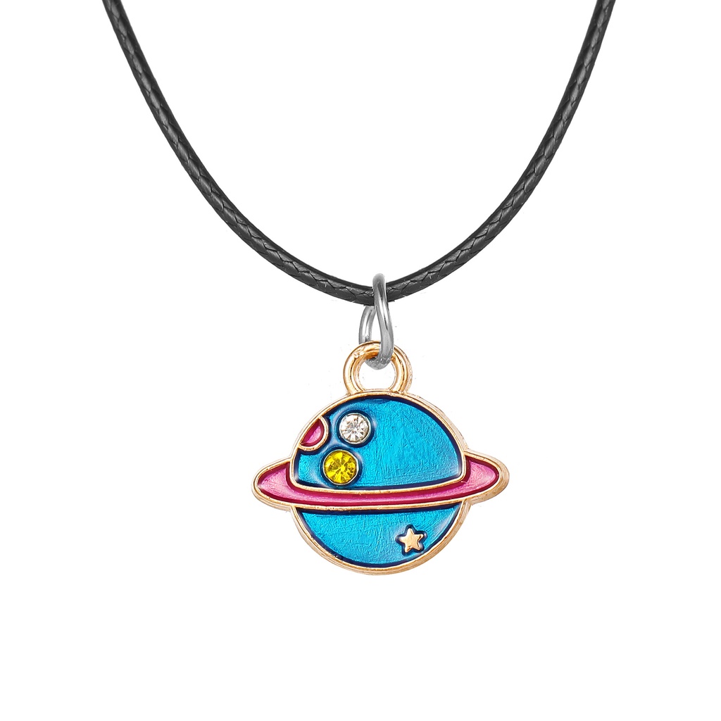 Kalung Tali Kulit Liontin Planet Universe Ekor Ikan Untuk Wanita