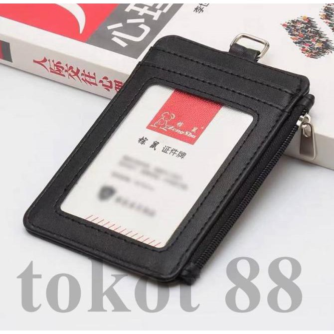 

Promo Awal tahun Name Tag ID Card Holder PU Leather Lanyard wallet Multicolor - Hitam Big Sale