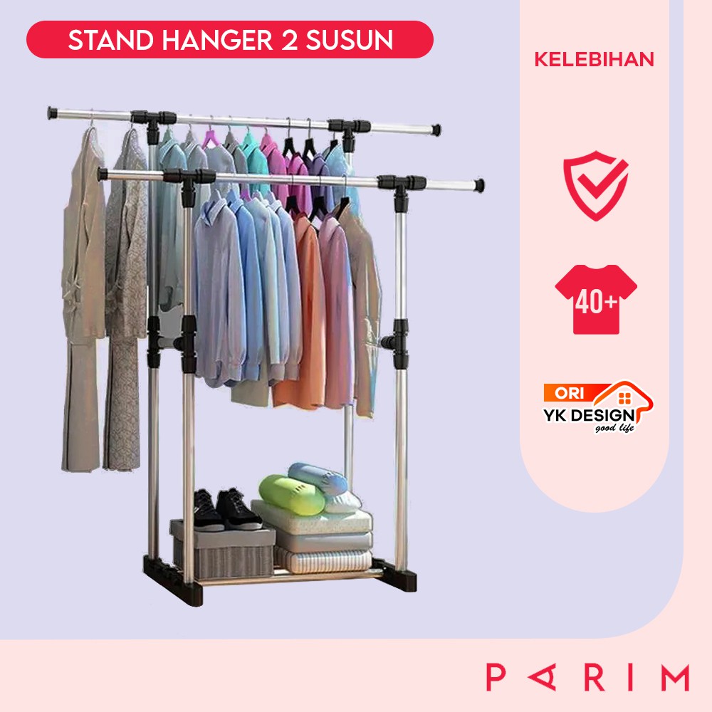 Stand Hanger Single / Double Pole Gantungan Jemuran Pakaian Handuk BERMEREK YK DESIGN YK-112/111