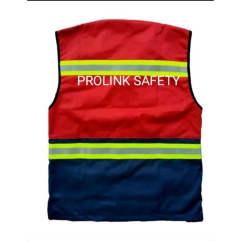 ROMPI SAFETY JUMBO XXXL BAHAN KAIN DRILL MERAH DONGKER DALAM PAKAI FURING FREE LOGO K3 BENDERA