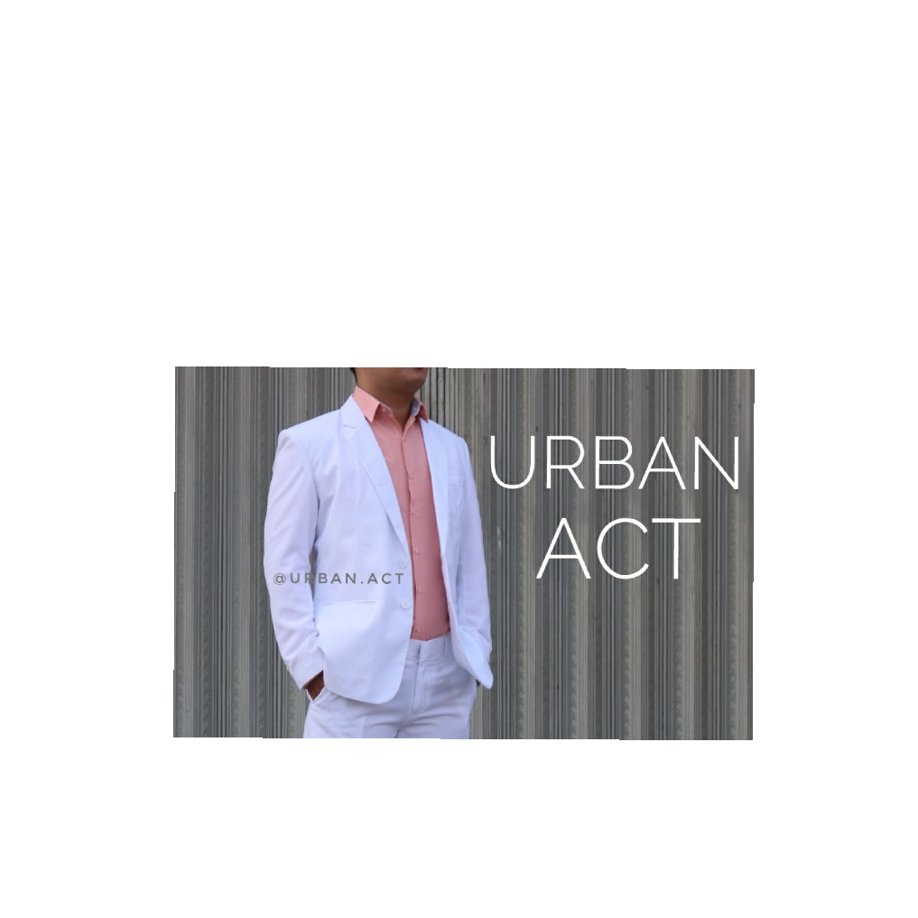 jas formal pria kancing 2 warna putih slim fit urban act - Putih, XXL