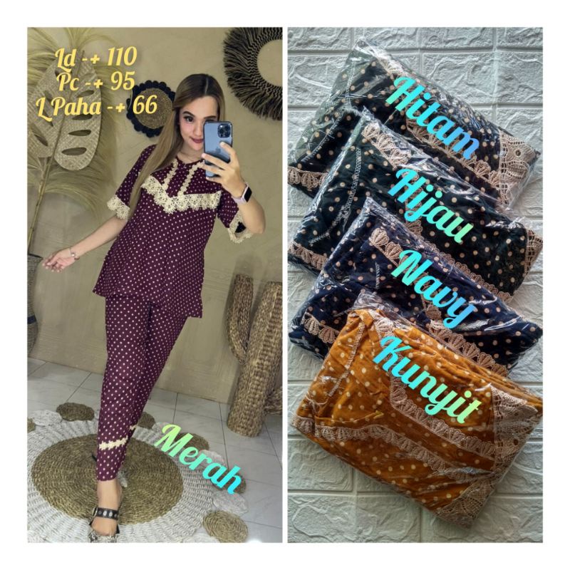 daster cp renda arap // setelan lengan pendek // setelan wanita