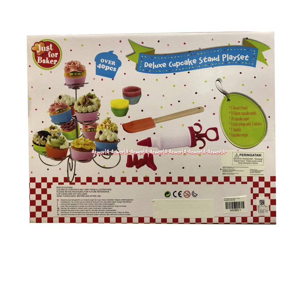 Just For Baker Deluxe Cupcake Stand Playset Mainan Peralatan Membuat Kue Dan Stand Kue